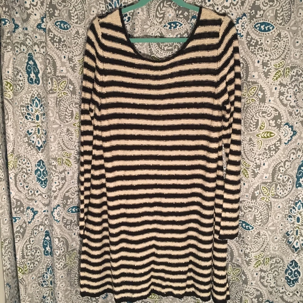 Free People Tan/White Sweater Dress